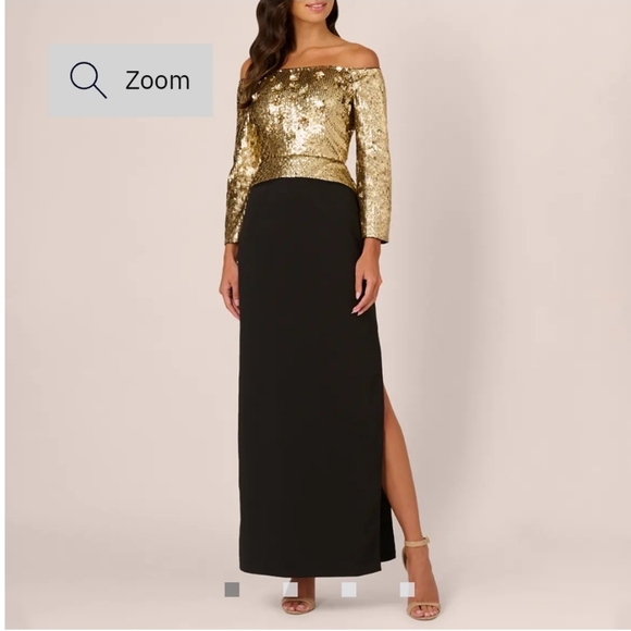 Adrianna Papell Dresses & Skirts - Adrianna Papell $349 Off Shoulder Beaded Maxi Dress